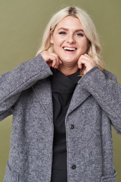 Image 7 of Classics style wool coat with long sleeves and pockets Erika from Baltic Linen