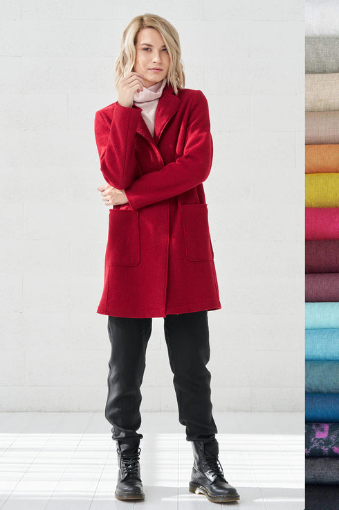 Image 15 of Classics style wool coat with long sleeves and pockets Erika from Baltic Linen