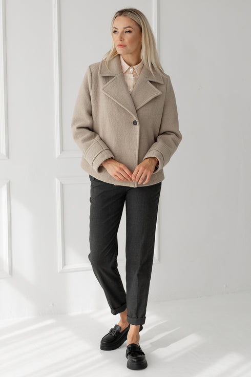 Image 10 of Short winter wool coat with flap pockets Elizabeth from Baltic Linen