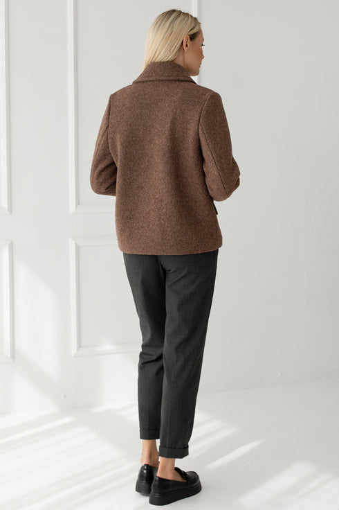 Image 8 of Short winter wool coat with flap pockets Elizabeth from Baltic Linen