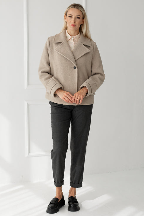 Image 9 of Short winter wool coat with flap pockets Elizabeth from Baltic Linen