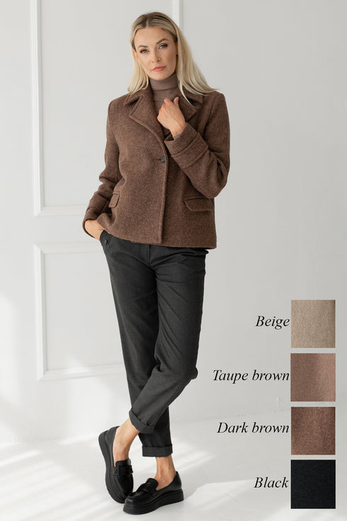 Image 15 of Short winter wool coat with flap pockets Elizabeth from Baltic Linen