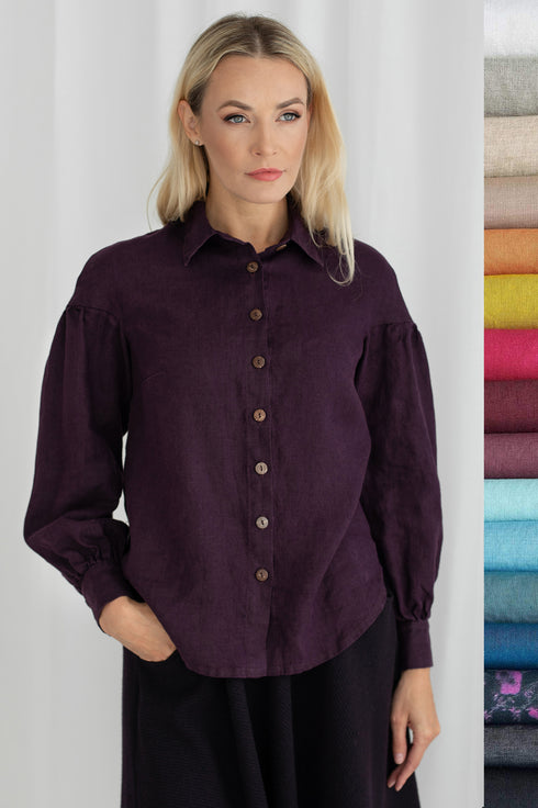 Image 10 of Linen shirt with long sleeves Kari from Baltic Linen