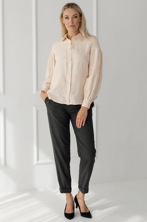 Image 5 of Linen shirt with long sleeves Kari from Baltic Linen