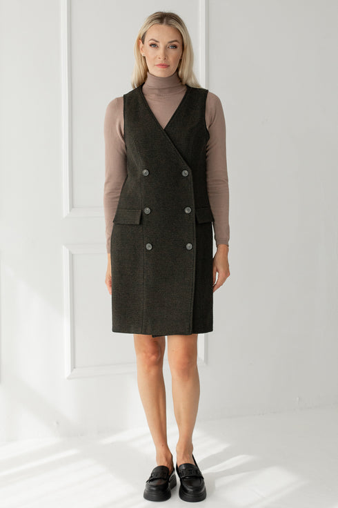 Image 3 of Warm wool dress with flap pockets Linda from Baltic Linen