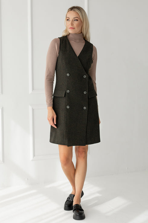 Image 5 of Warm wool dress with flap pockets Linda from Baltic Linen