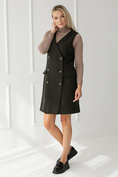 Image 6 of Warm wool dress with flap pockets Linda from Baltic Linen