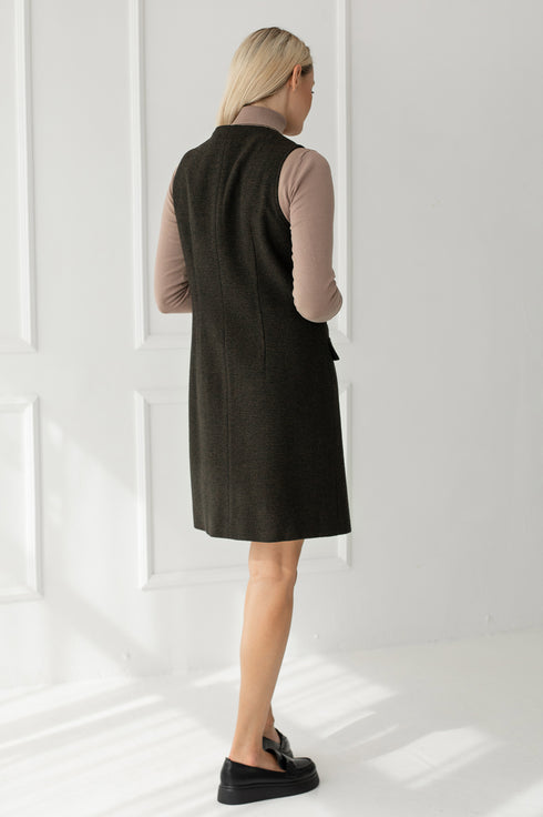 Image 7 of Warm wool dress with flap pockets Linda from Baltic Linen