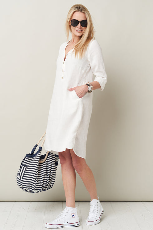 Image 4 of Linen tunic dress made with high quality linen fabric Mala from Baltic Linen