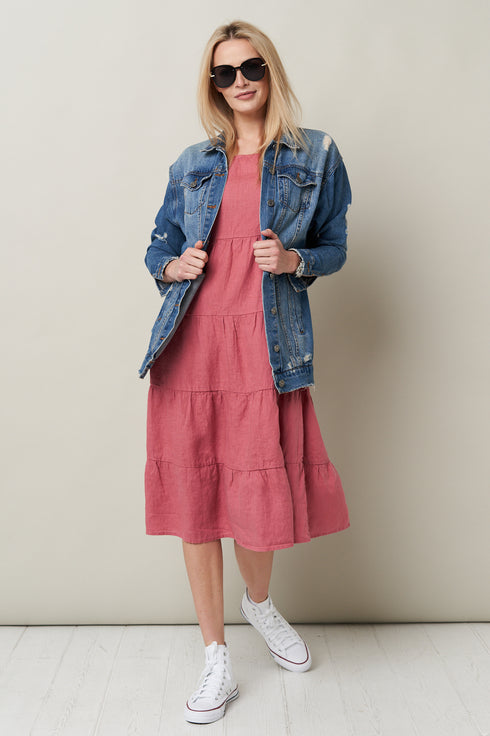 Image 13 of Loose linen dress features high-quality linen material Mari from Baltic Linen