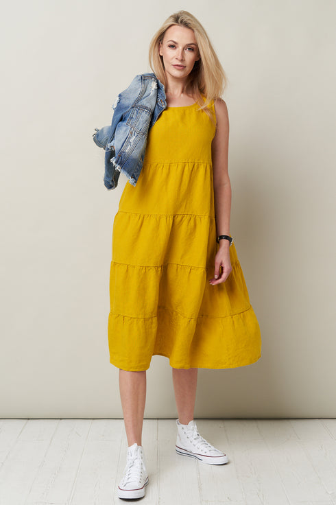Image 8 of Loose linen dress features high-quality linen material Mari from Baltic Linen