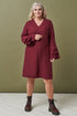 Image 1 of Vintage linen dress features a deep V-neckline and side pockets Muna from Baltic Linen