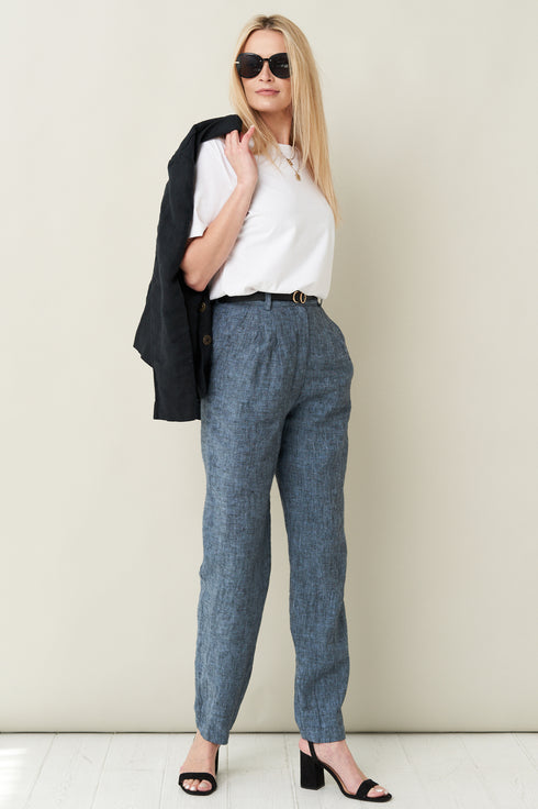 Image 1 of Smart linen pants not-see-thru with side pockets Pix from Baltic Linen