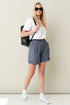 Image 1 of Linen high waist shorts with side pockets and an oversized fit Pixis from Baltic Linen