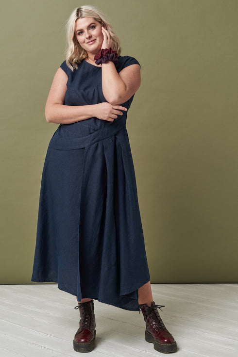 Image 1 of Japanese linen dress organic and simple samurai design Salem from Baltic Linen