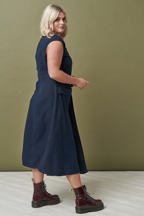 Image 6 of Japanese linen dress organic and simple samurai design Salem from Baltic Linen