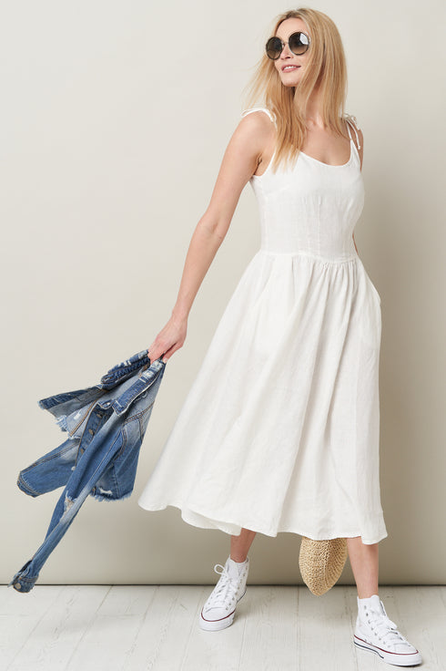 Image 1 of Summer linen dress midi-length and breathable linen fabric Simone from Baltic Linen