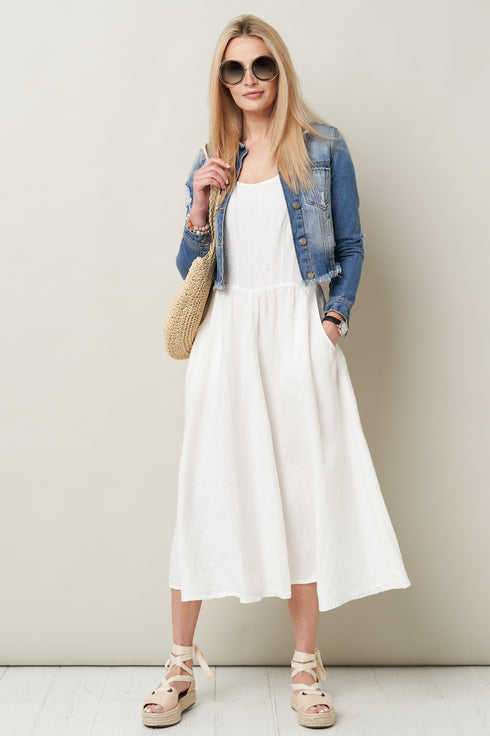 Image 5 of Summer linen dress midi-length and breathable linen fabric Simone from Baltic Linen