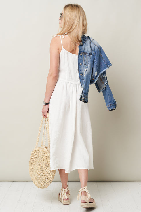 Image 7 of Summer linen dress midi-length and breathable linen fabric Simone from Baltic Linen