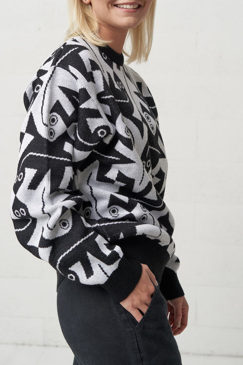 Image 4 of Casual look wool lizard sweater warm with long sleeves from Baltic Linen