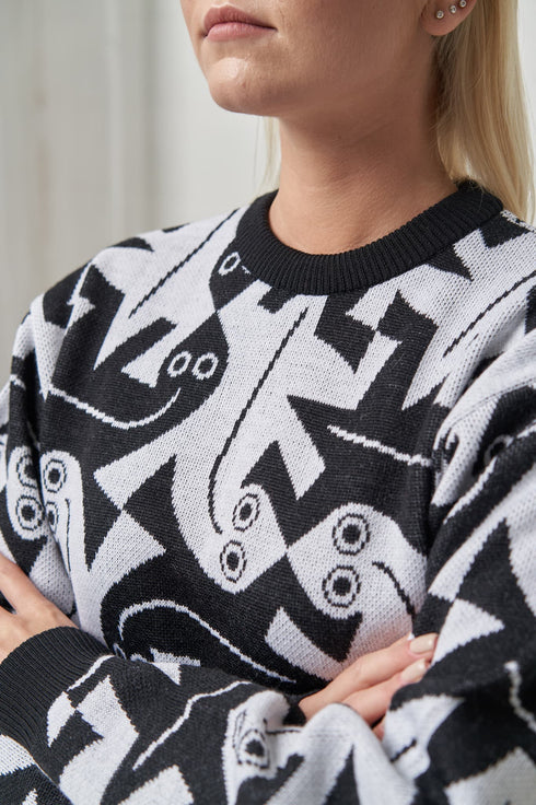 Image 5 of Casual look wool lizard sweater warm with long sleeves from Baltic Linen