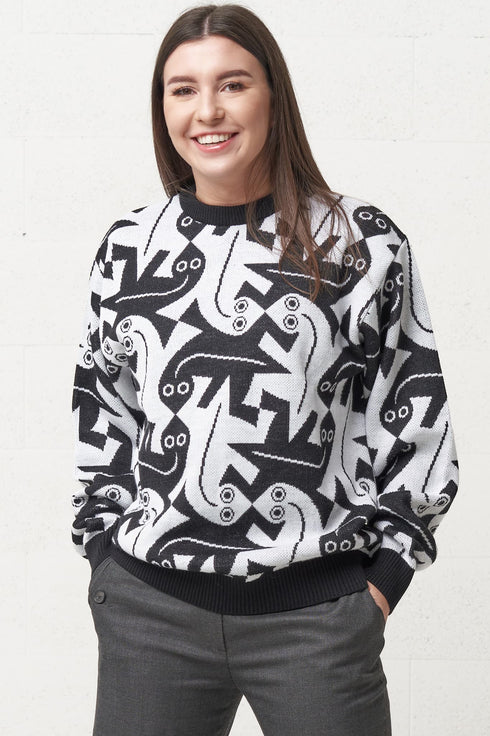 Image 7 of Casual look wool lizard sweater warm with long sleeves from Baltic Linen