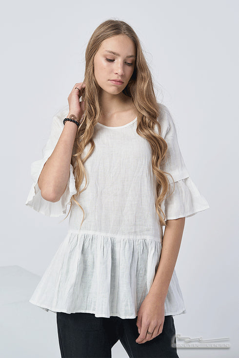 Image 4 of Casual linen blouse 3/4 length sleeves & high-quality design Grete from Baltic Linen