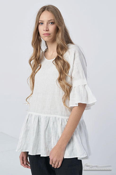 Image 2 of Casual linen blouse 3/4 length sleeves & high-quality design Grete from Baltic Linen