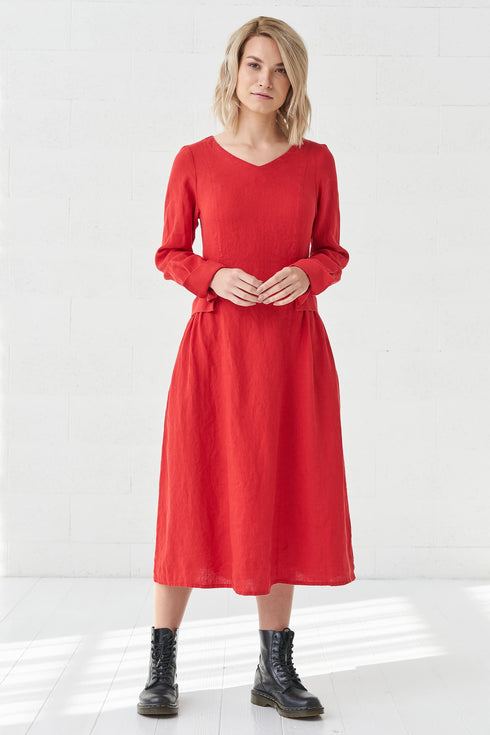 Image 1 of Autumn linen dress with hidden side zip and hidden pockets Jurate from Baltic Linen