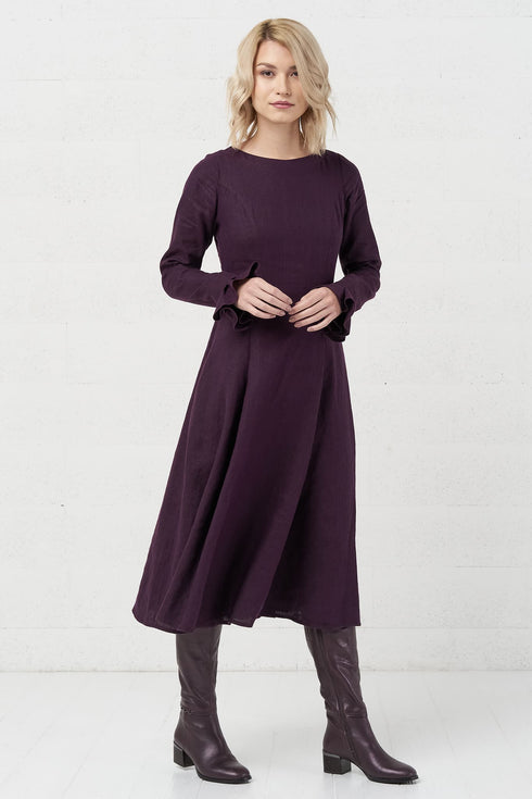 Image 1 of Evening linen dress with ripple sleeves and long fit Ina from Baltic Linen