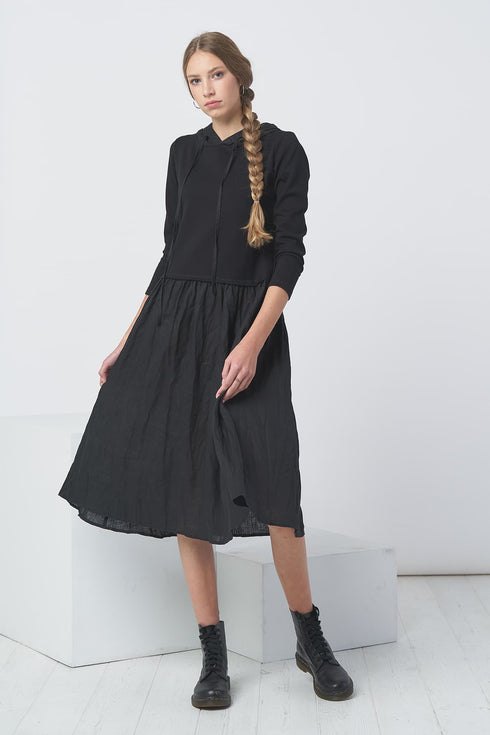 Image 1 of Jersey linen dress. Made from jersey linen fabric, hood & skirt Jona from Baltic Linen