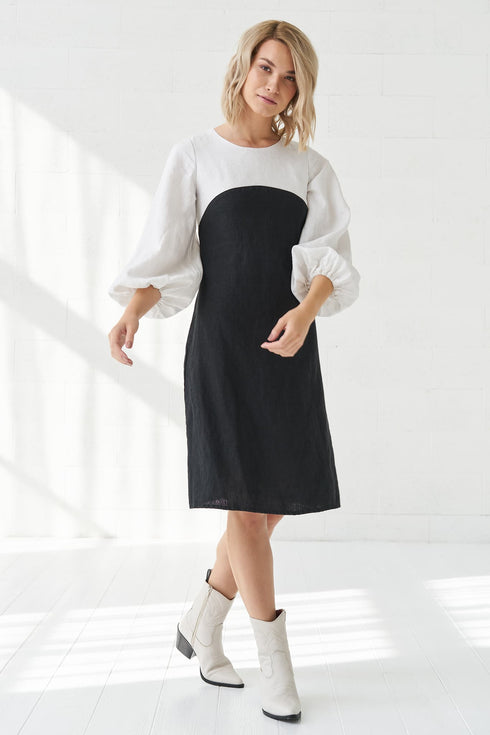 Image 1 of Summer linen dress features long sleeves and side pockets Malvina from Baltic Linen