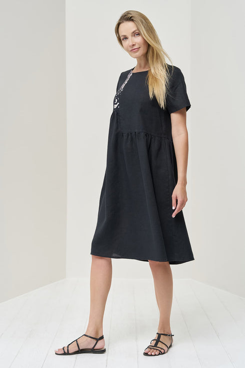 Image 11 of Summer linen dress with printed detail on the front Marlene from Baltic Linen