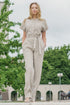 Image 1 of Loose linen jumpsuit with a self-tie belt and loose-fitting Pia from Baltic Linen