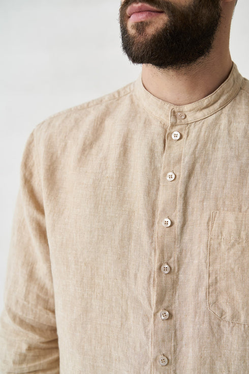 Image 2 of Linen casual shirt comes with long sleeves and a chest pocket Tomas from Baltic Linen