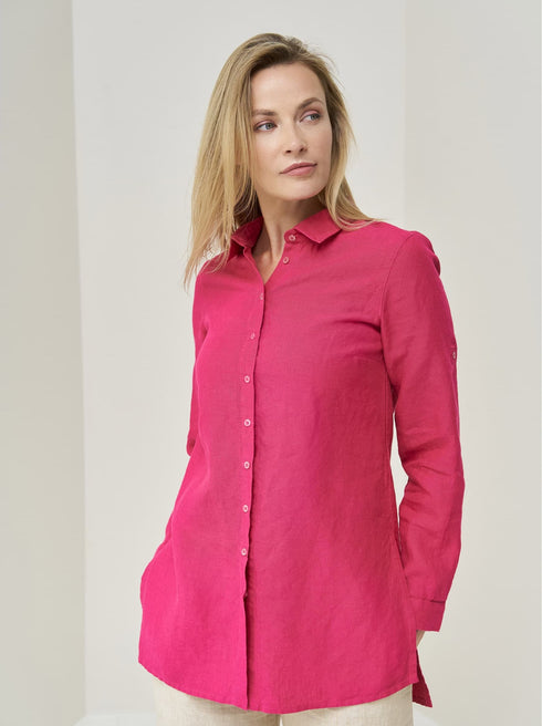 Image 3 of Classic linen shirt with adjustable sleeves and simple collar Kelly from Baltic Linen