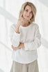 Image 1 of Long sleeves linen blouse has a rounded, banded neckline Karen from Baltic Linen