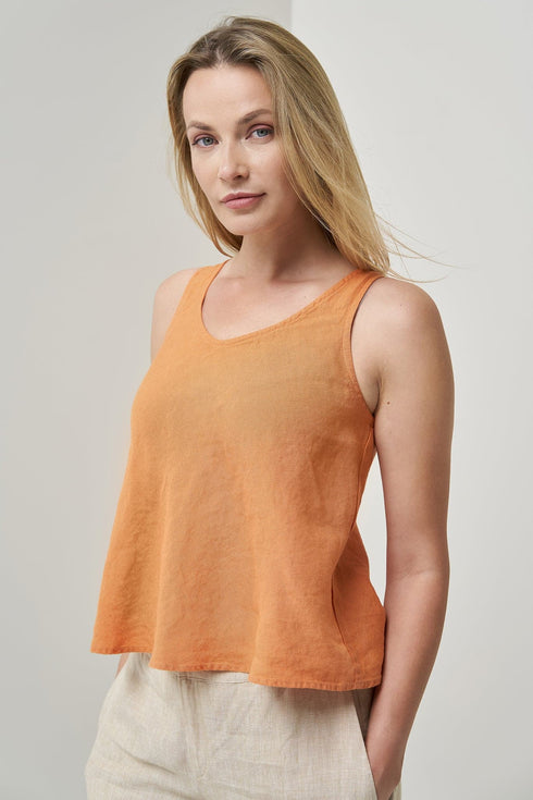 Image 1 of Sleeveless linen blouse with a rounded neckline & a relaxed fit Kim from Baltic Linen