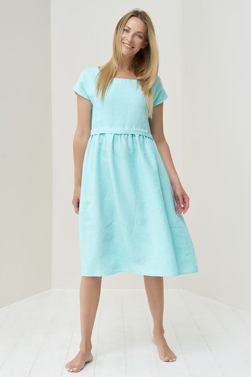 Image 7 of Soft linen dress features short sleeves and side pockets Molly from Baltic Linen