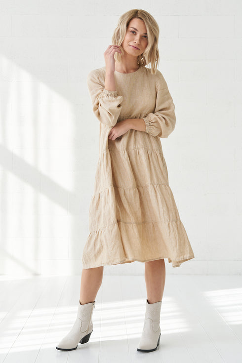 Image 14 of Summer linen dress comes with long sleeves and flowy design Marisa from Baltic Linen