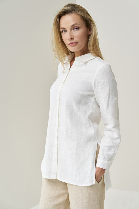 Image 2 of Soft linen shirt comes with side slits and adjustable sleeves Kelly from Baltic Linen