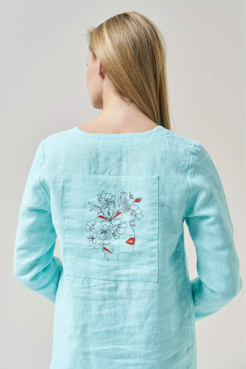 Image 4 of Linen shirt dress with front buttons and long sleeves Misty from Baltic Linen