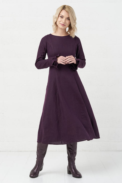 Image 2 of Evening linen dress with ripple sleeves and long fit Ina from Baltic Linen