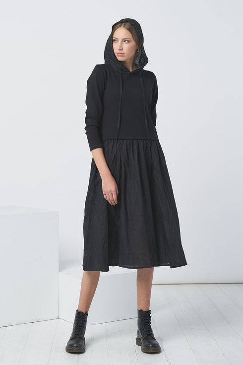 Image 2 of Jersey linen dress. Made from jersey linen fabric, hood & skirt Jona from Baltic Linen