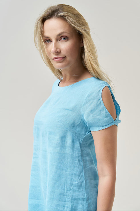 Image 7 of Organic linen dress with a button closure on the back Matt from Baltic Linen