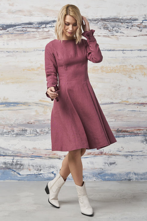 Image 2 of linen dress with long ripple sleeves ideal for any season Justina from Baltic Linen