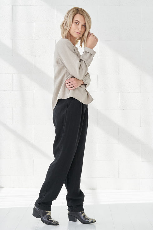 Image 2 of Linen pants loose-fitting linen wide-leg pants style Pamela from Baltic Linen