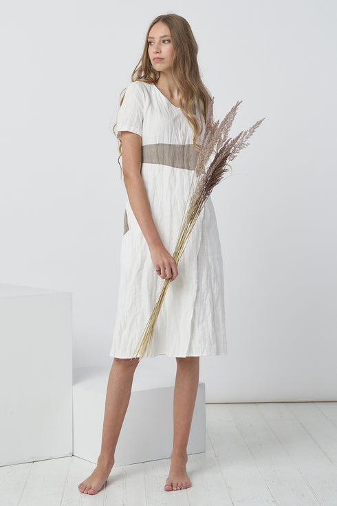 Image 2 of Minimalist linen dress with side pockets and short sleeves Jore from Baltic Linen