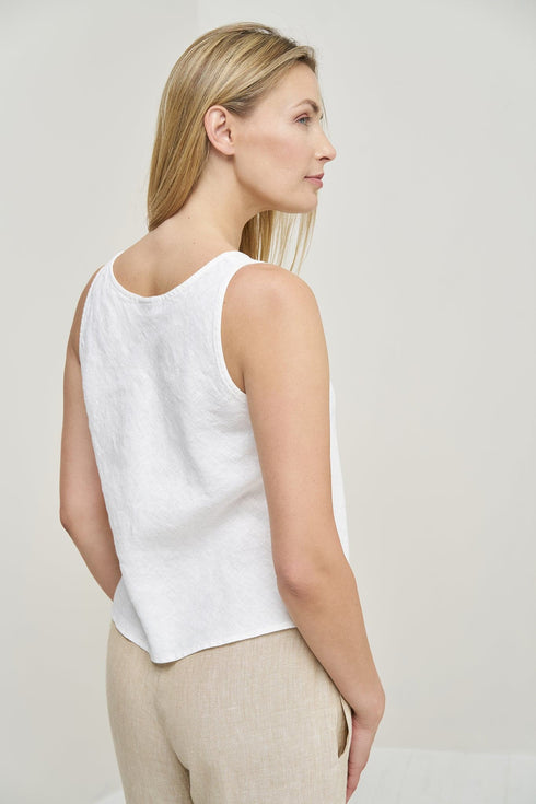 Image 3 of Sleeveless linen blouses features a loose fit design Kim from Baltic Linen