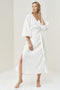 Image 1 of Wrap linen dress features an oversized fit and long sleeves Mikay from Baltic Linen